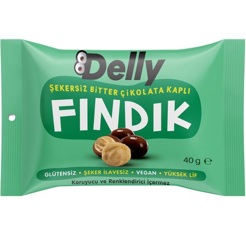 Delly Şekersiz Çikolata Kaplı Fındık 40 Gr