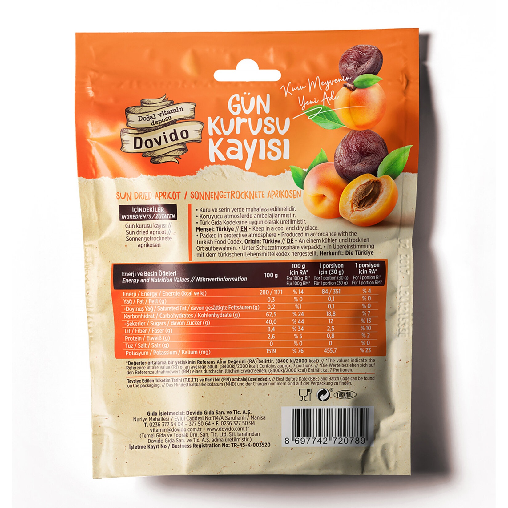 Dovido Gün Kurusu Kayısı 140 Gr