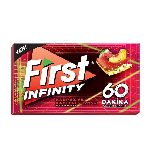 First 60 Dakika Infinitt Karpuz & Şeftali Aromalı Şekersiz Sakız 27 Gr