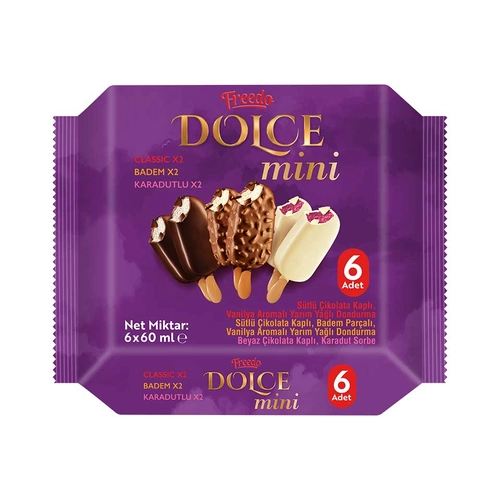 Freedo Dondurulmuş Dolcemini Classic Bademli Çilekli 6x60 ML