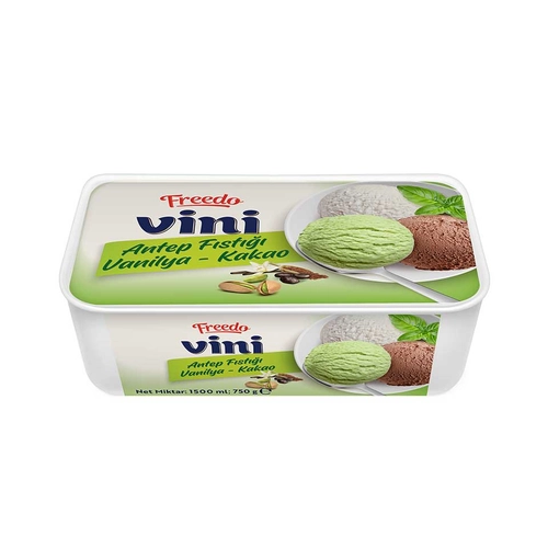 Freedo Dondurulmuş Vini Fıstıklı Vanilyalı ve Kakaolu, 1.5 LT