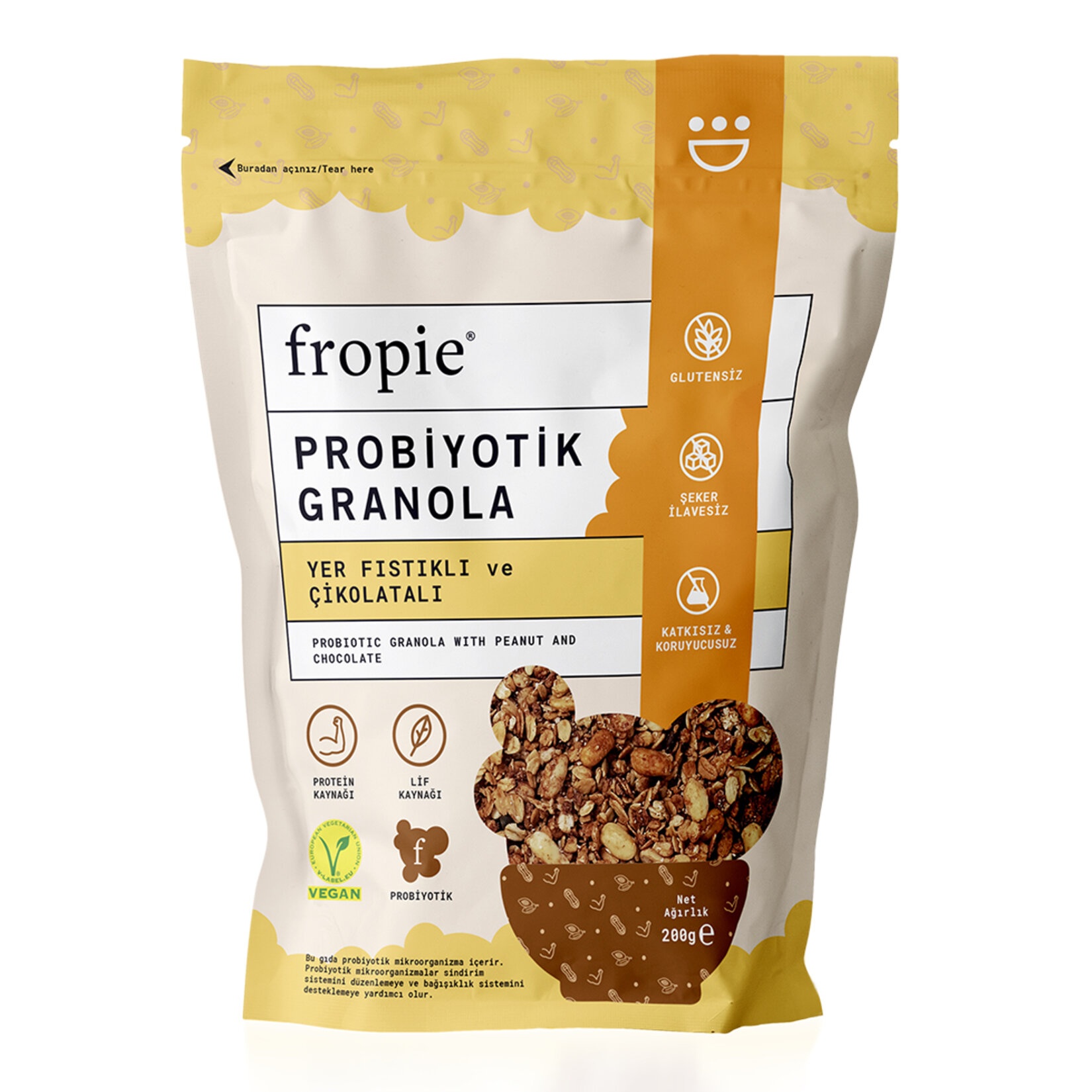 Fropie Yer Fıstıklı Çikolatalı Probiyotik Granola 200 Gr