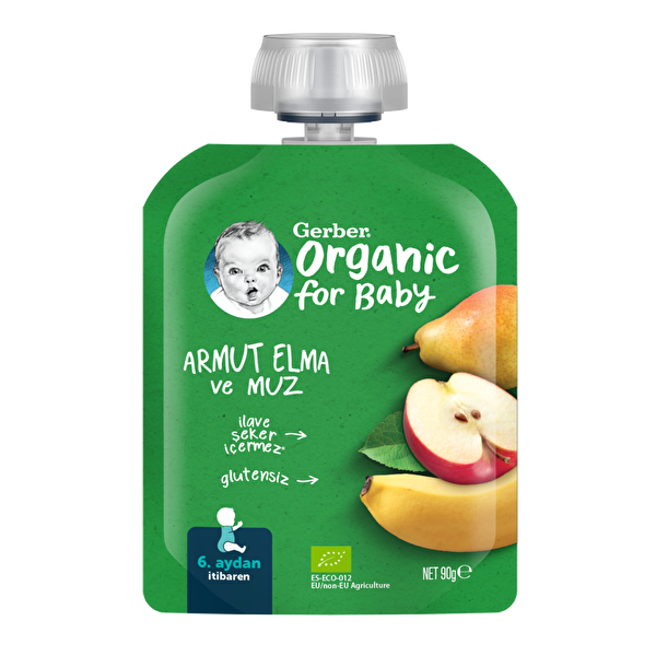 Gerber Organik Muz Elma Armut Püre 90 Gr