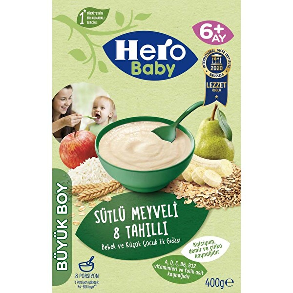 Hero Baby Sütlü 8 Tahıllı Meyve Eko 400 Gr