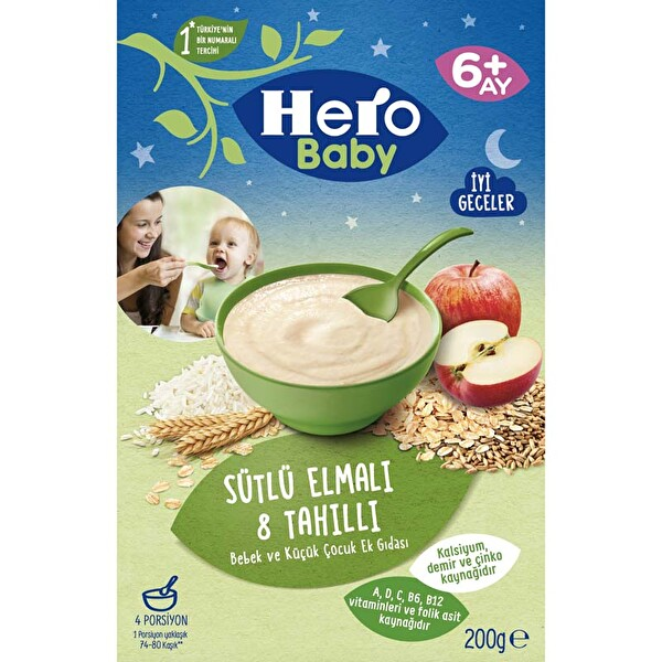 Hero Baby Sütlü 8tahıllı Elmalı 200gr