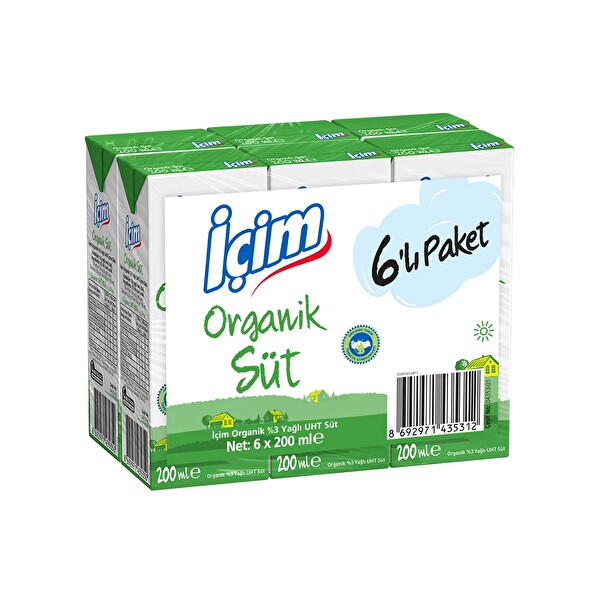 İçim Organik Süt 6x200 Ml