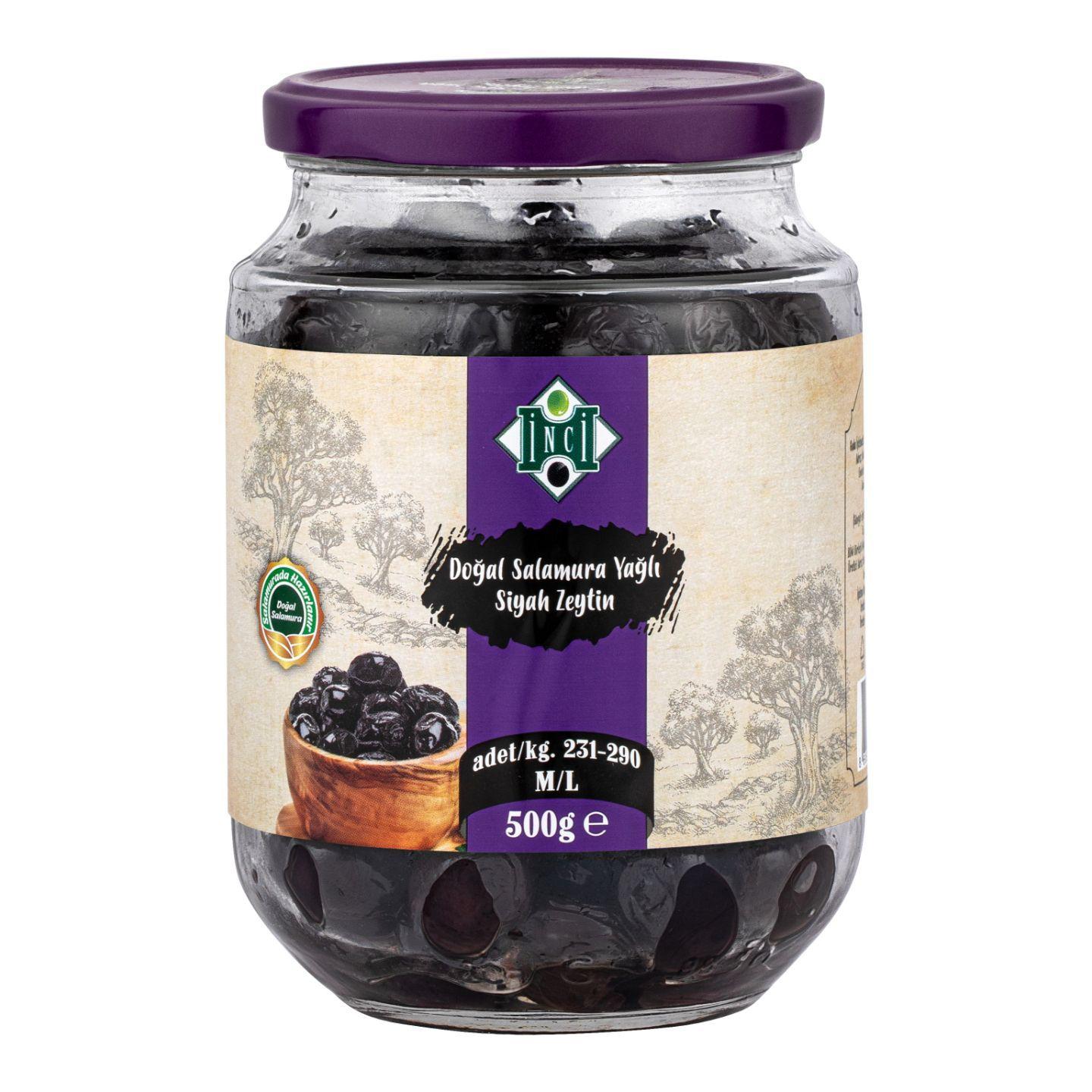 İnci Siyah Zeytin 231-290 Kalibre 500 Gr