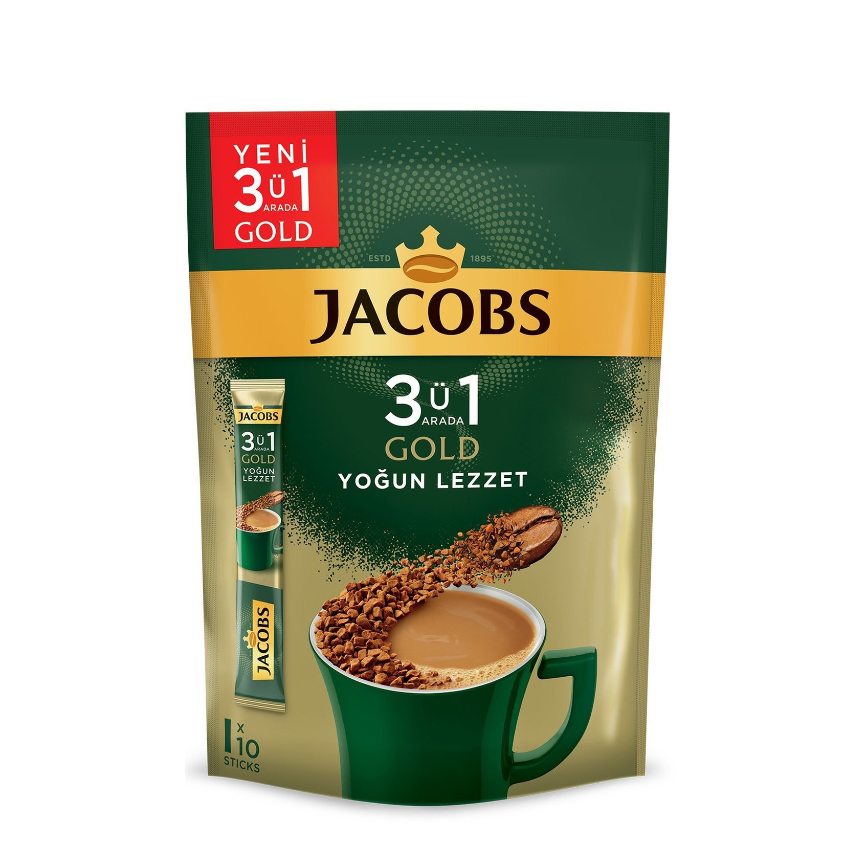 Jacobs Gold 3'ü 1 Arada Yoğun Lezzet Paket 10'lu 180 Gr