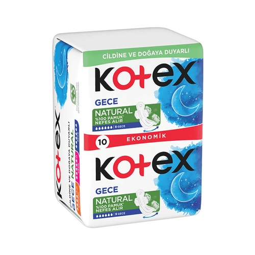 Kotex Hijyenik Ped Gece Natural 10 Adet