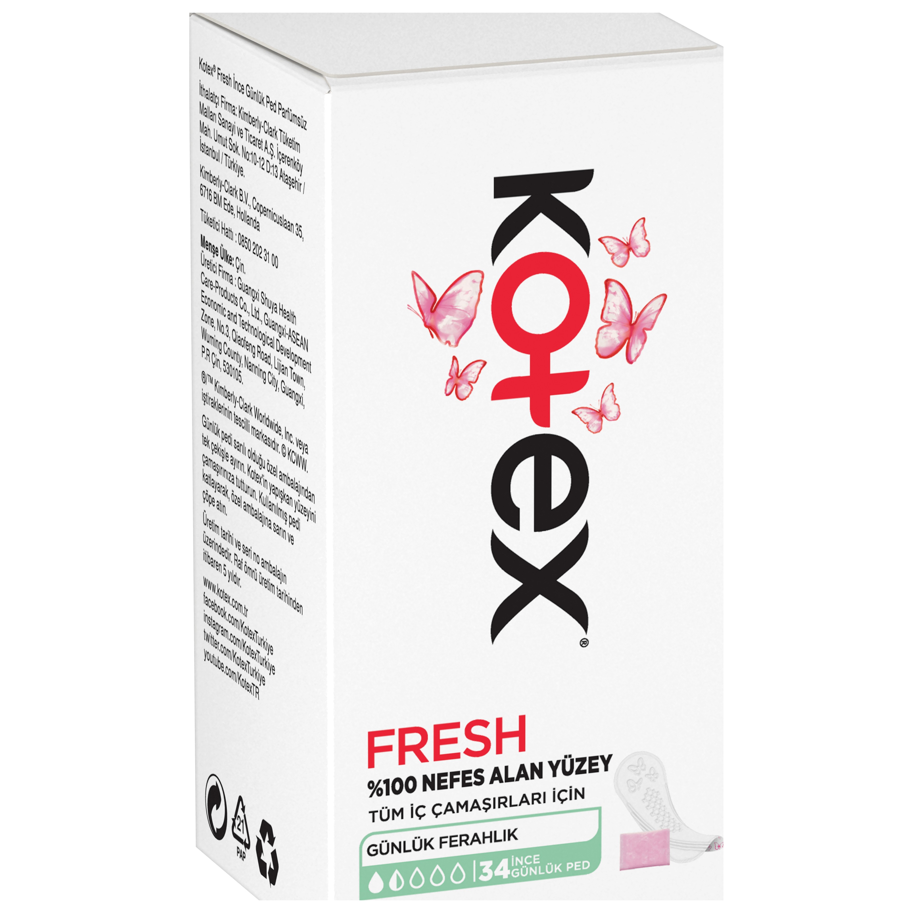 Kotex İnce Günlük Ped 34 Adet