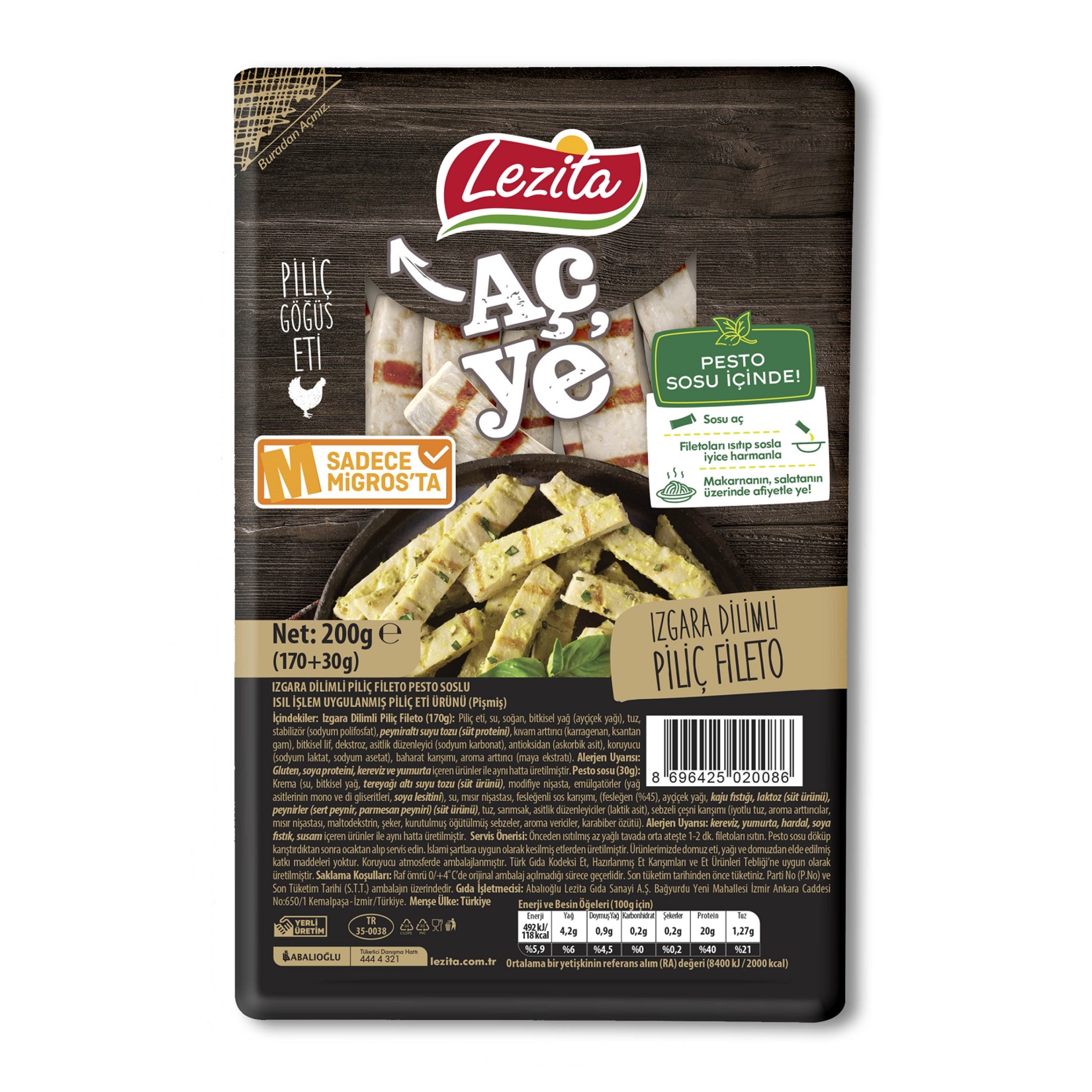 Lezita Pesto Soslu Izgara Dilim Piliç Fileto 200 Gr