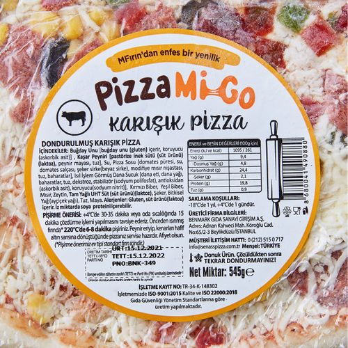 Pizza Mi-go Karışık Pizza 545g Dondurulmuş