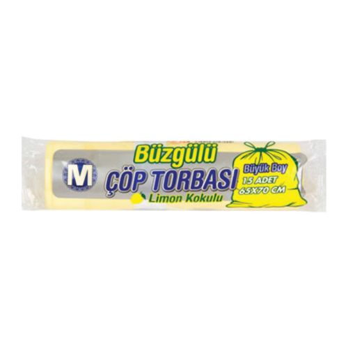 Migros Limon Kokulu Büyük Boy Büzgülü Çöp Torbası 15 Adet