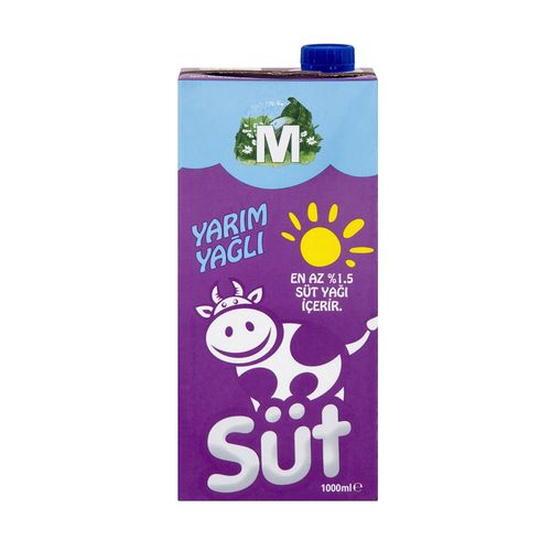 Migros Yarım Yağlı UHT İçme Sütü 1 Lt