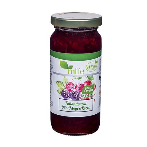 Mlife Tatlandırıcılı Dört Meyve Reçeli 280 Gr
