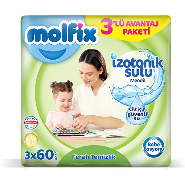 Molfix İzotonik Ferah Temizlik Mendili 180 Adet