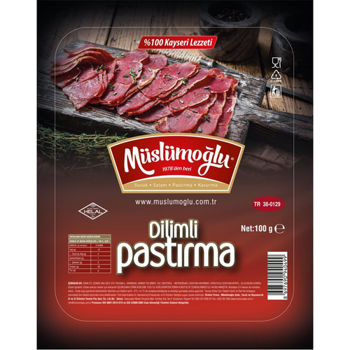 Müslümoğlu Dana Pastırma Çemeni Sıyrılmış 100 Gr