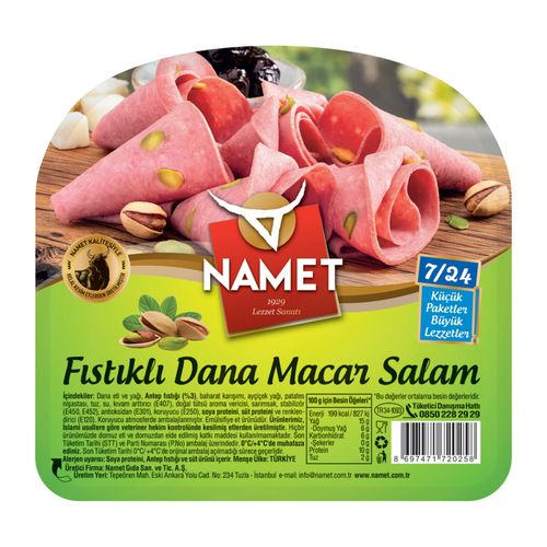 Namet 7/24 Fıstıklı Dana Macar Salam 50 Gr