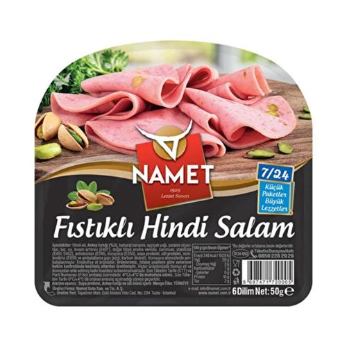 Namet Hindi Fıstıklı Salam 7/24 50 Gr