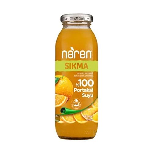 Naren %100 Sıkma Portakal Suyu Cam 250 Ml