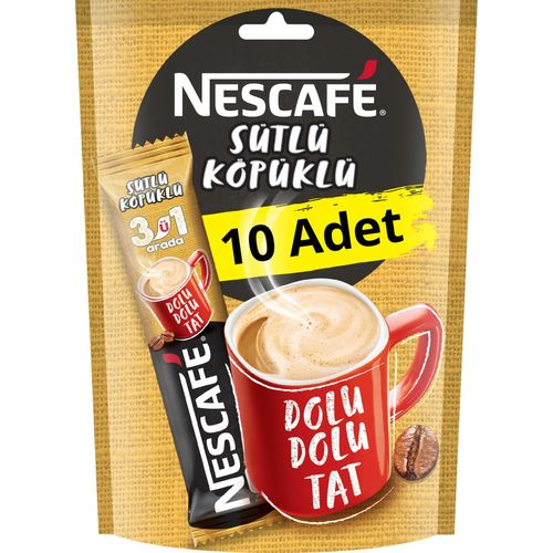Nescafe Kahve Instant 3ü 1 Arada Sütlü Köpüklü 10 Adet