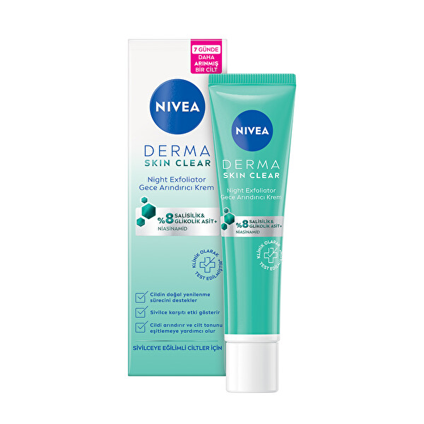 Nivea Derma Skin Clear Night Exfoliator Arındırıcı Krem 40 Ml