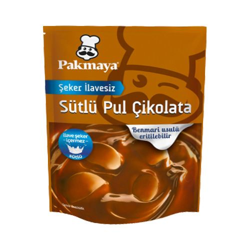 Pakmaya Şeker İlavesiz Sütlü Pul Çikolata 70g