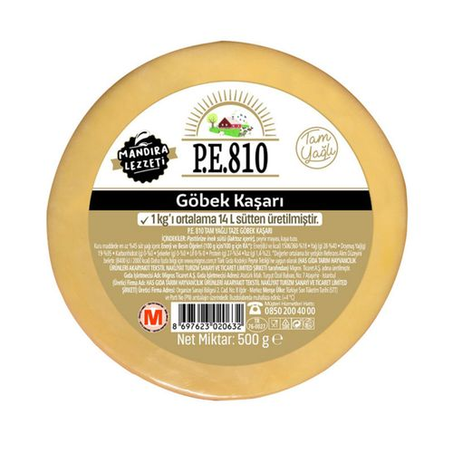 P.E. 810 Tam Yağlı Taze Göbek Kaşarı 500 Gr