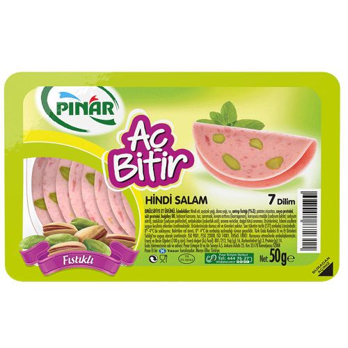 Pınar Salam Aç Bitir Hindi Fıstıklı Salam 50 Gr