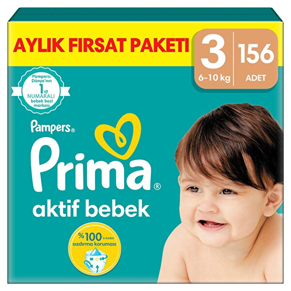 Prima Aktif Bebek Aylık Fırsat 3 Beden 156 Adet