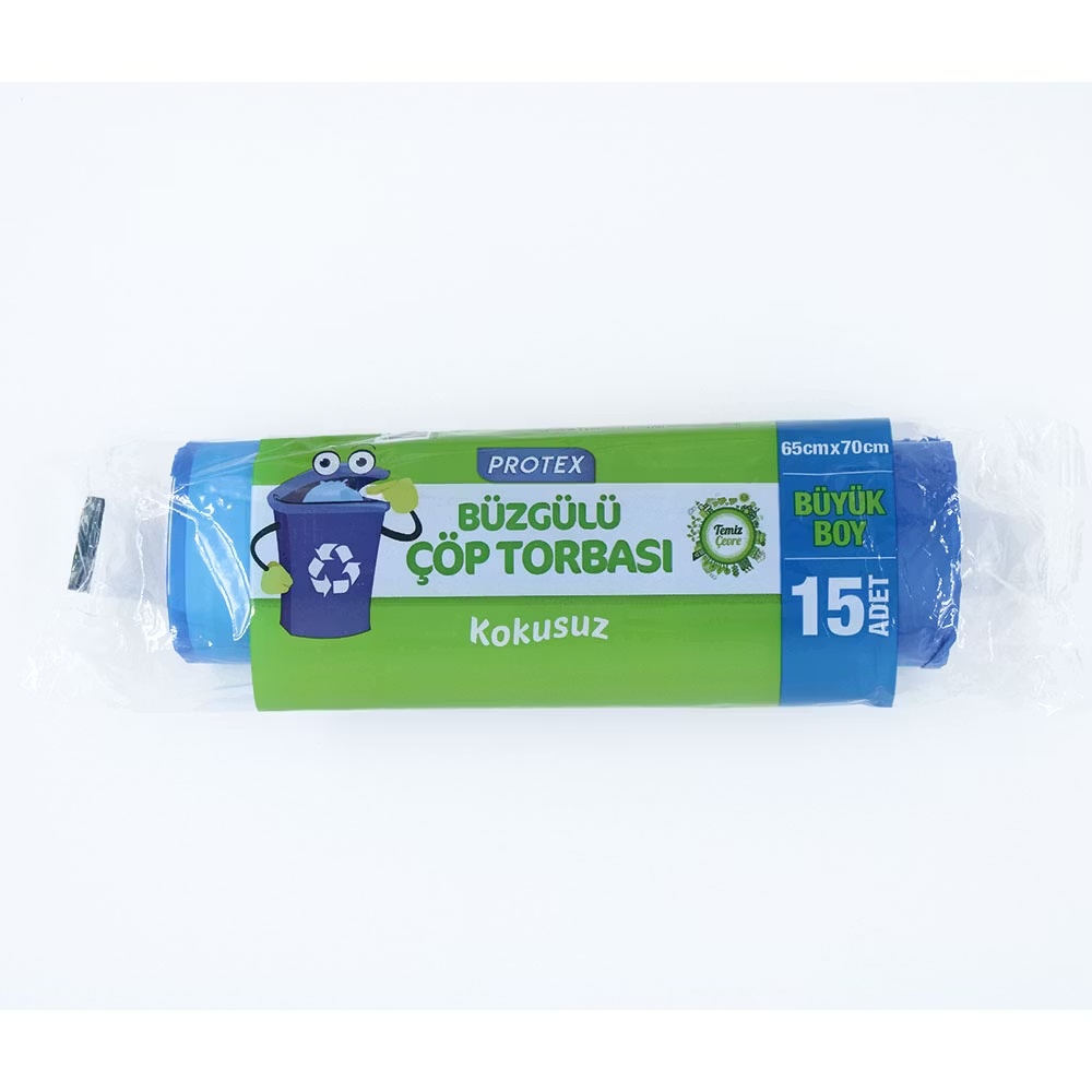Protex Büzgülü Çöp Torbası 65x70 Cm 15 Adet