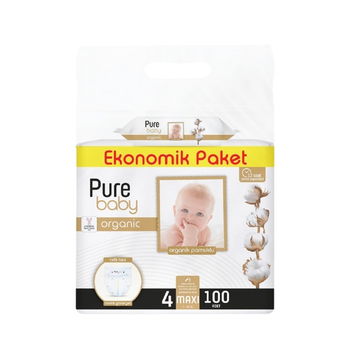 Pure Baby Çocuk Bezi Maxi Islak 100 Adet