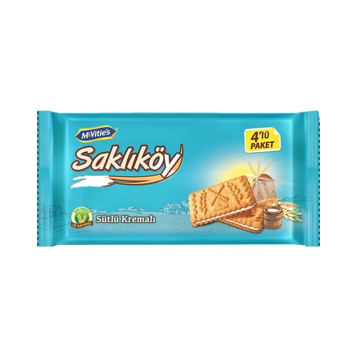 Saklıköy Bisküvi Sütlü Kremalı 4 x 100 Gr
