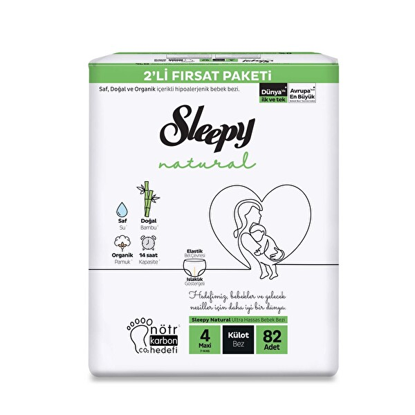 Sleepy Natural 2li Fırsat Külot Maxi 4 Numara 82 Adet