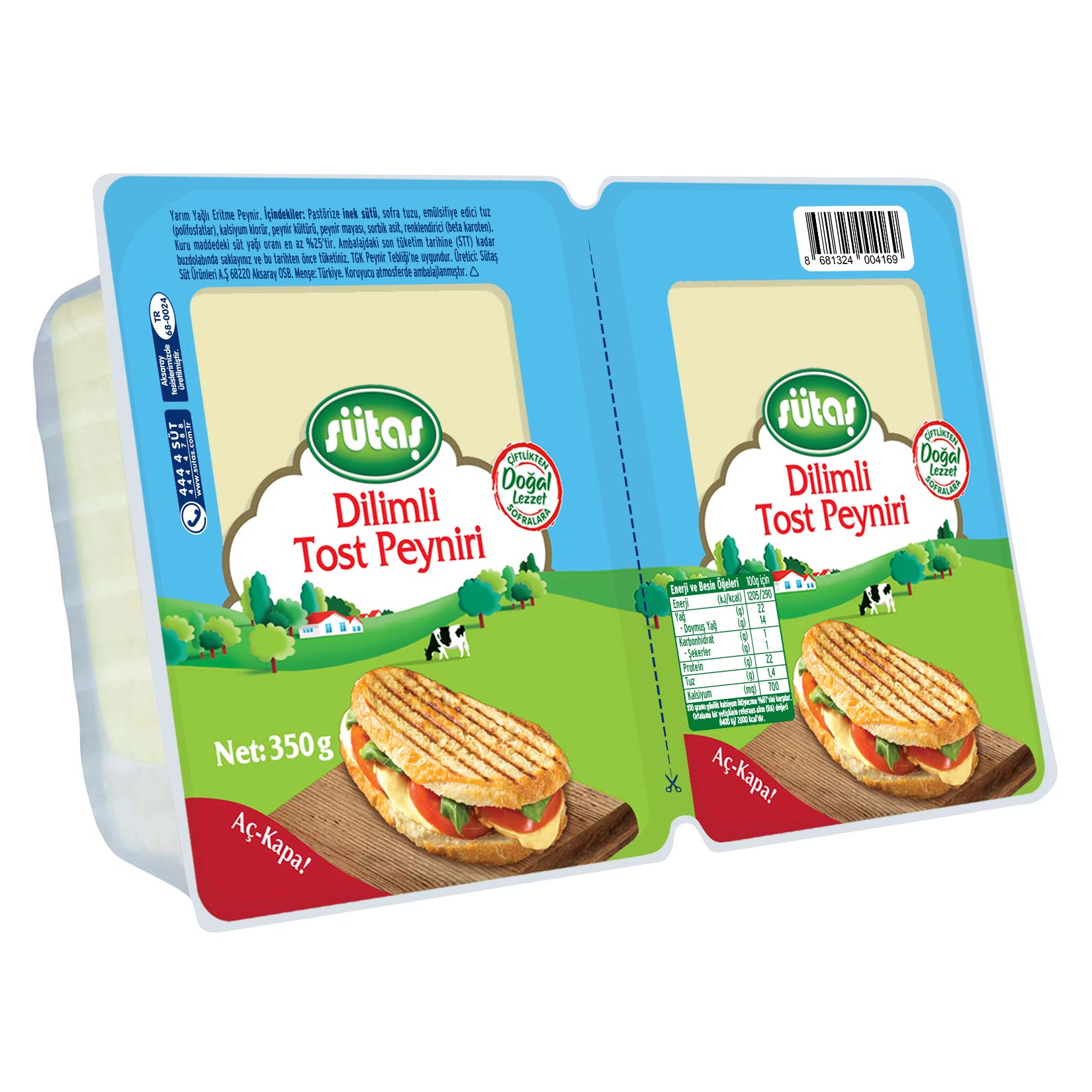 Sütaş Tost Peyniri Dilimli 350 Gr