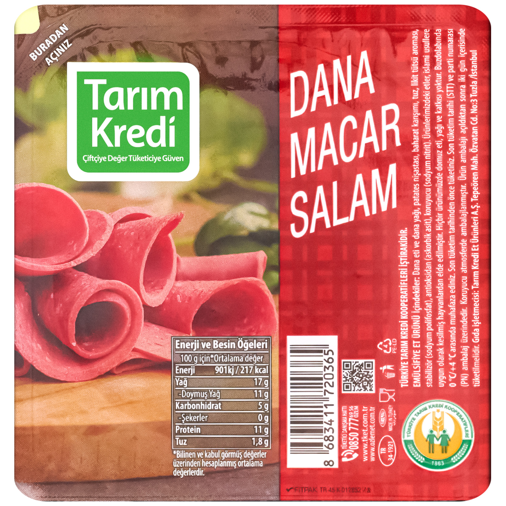 Tarım Kredi Dilimli Dana Macar Salam 50 Gr