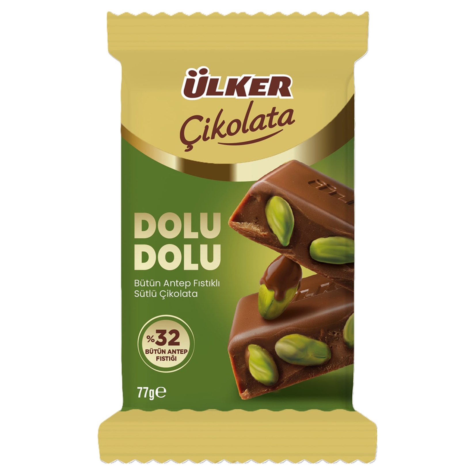 Ülker Dolu Dolu Antep Fıstıklı Sütlü Çikolata 77 Gr