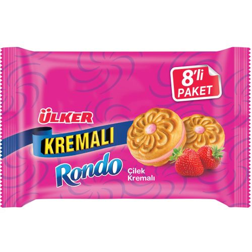 Ülker Kremalı Rondo Çilekli Bisküvi 8*61 G