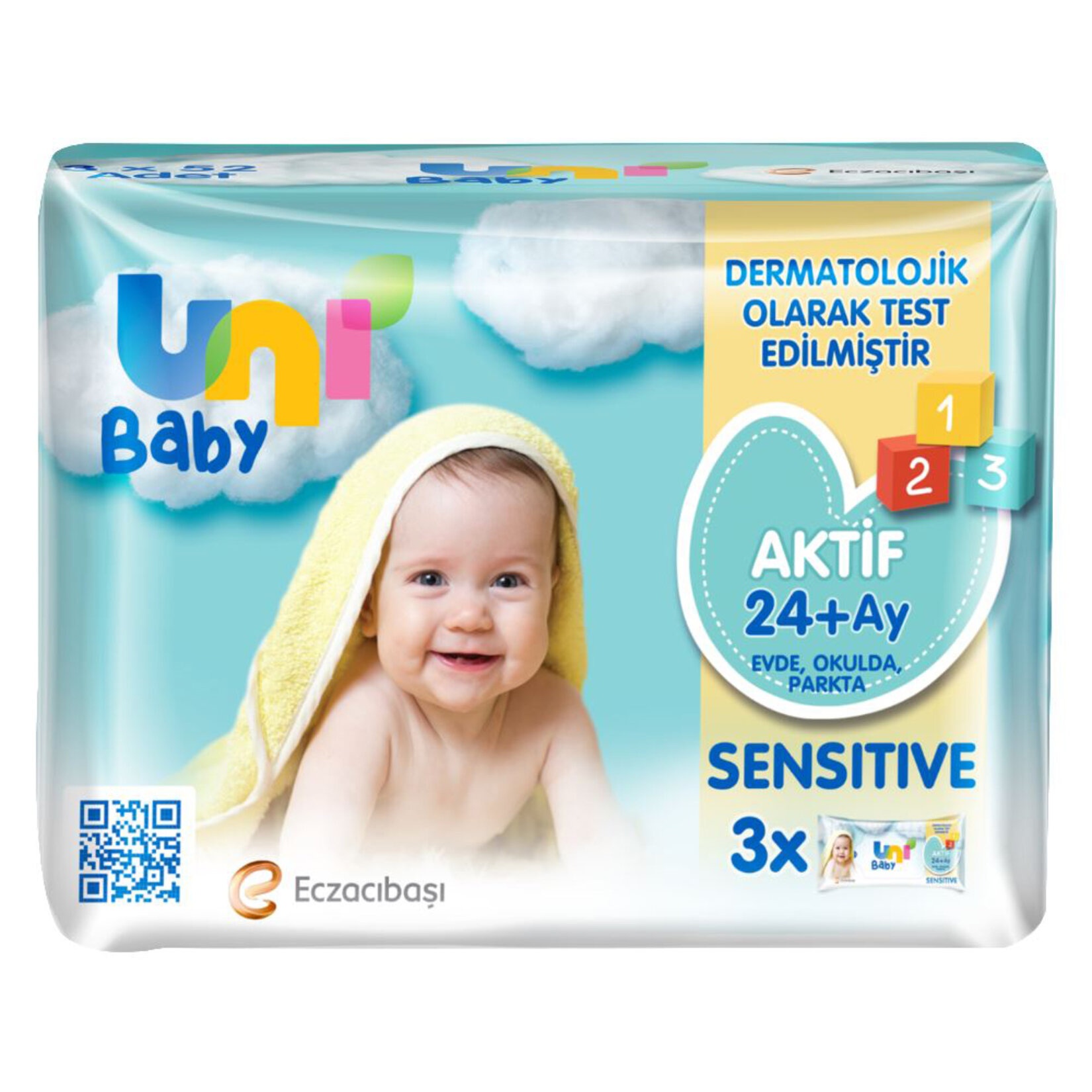 Uni Baby Aktif Sensitive Islak Mendil 3x52 Adet
