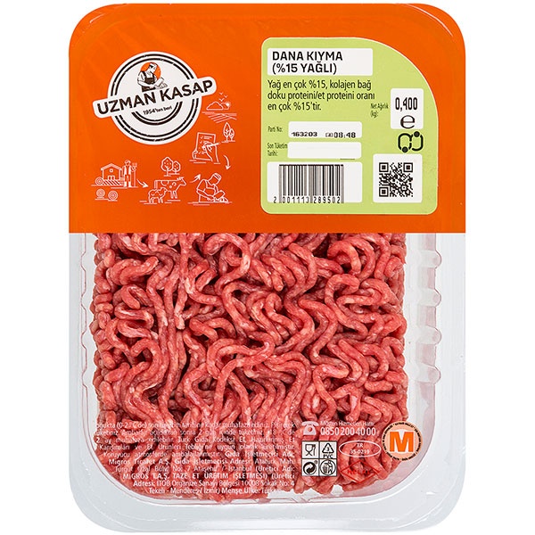 Uzman Kasap Dana Kıyma %15 Yağlı 400 Gr