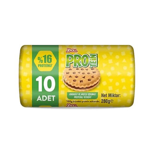 Xroll Bisküvi Muz Kremalı Protein 10 x 28 gr